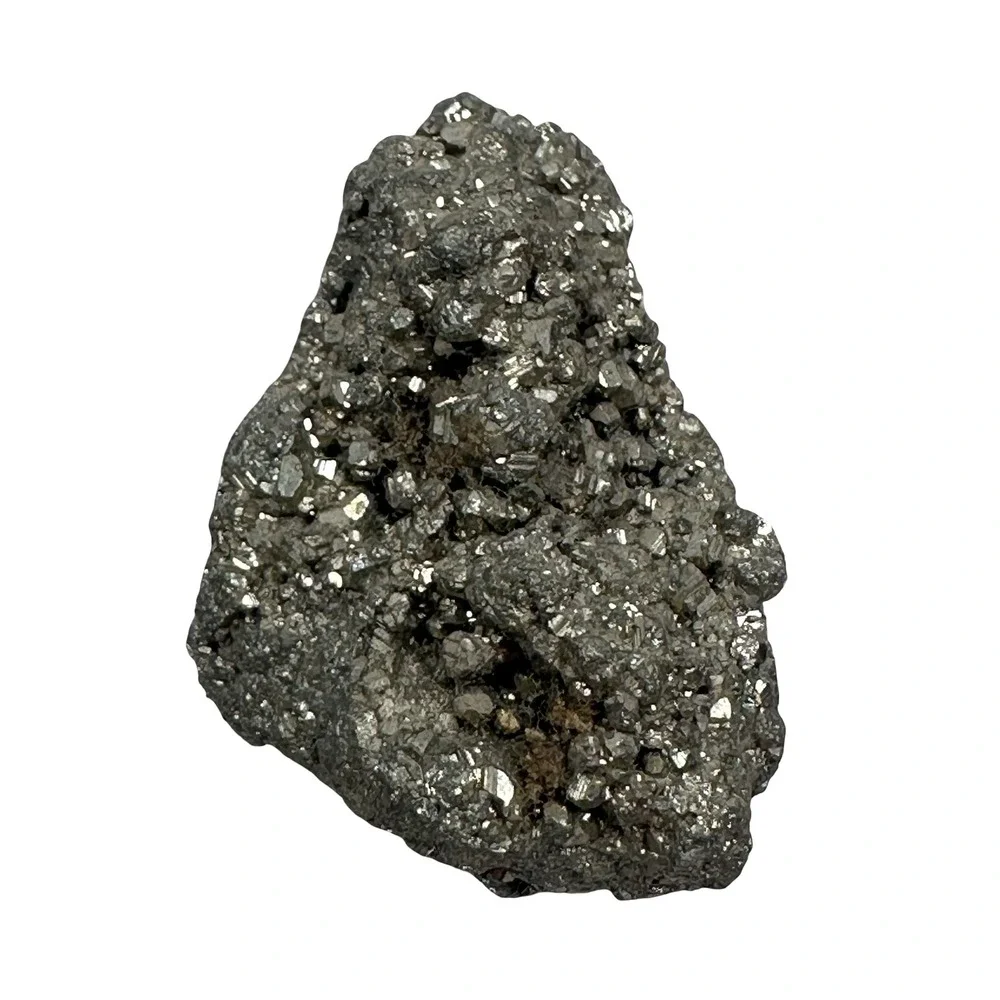 Natural Iron Pyrite Fools Gold Raw Cluster and‎ Vial of Nuggets Gray Metallic